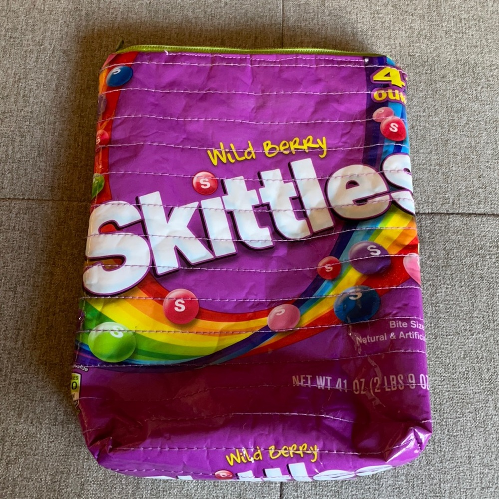 Skittles recycled zipper lined bag. Very sturdy.
